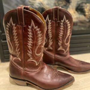 Boulet Mahogany Brown Leather Western Cowboy Boots